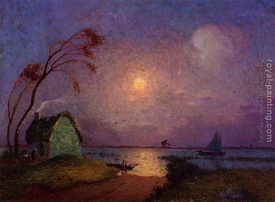 Ferdinand Loyen Du Puigaudeau : Cottage in the Moonlight in Briere